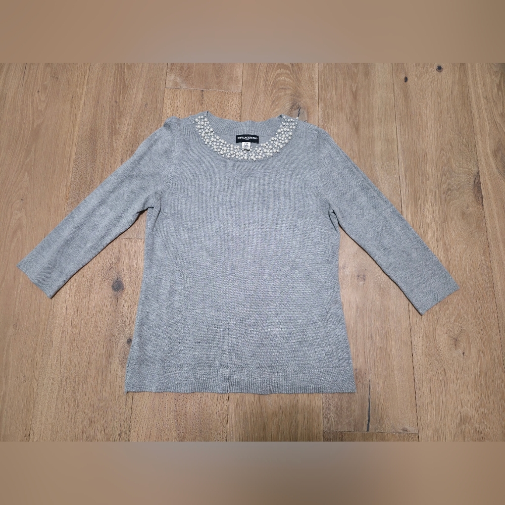 Karl Lagerfeld Women's Sweater with Embellished Pearl Collar